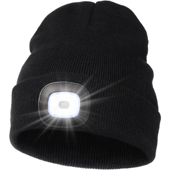 Unisex Beanie Hat with Light‎ Rechargeable Hands Free LED Headlamp Knitted Light - Picture 1 of 6